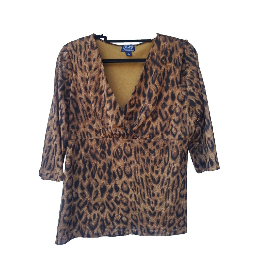 Chaps Animal Print 3.4 Sleeve Blouse Size 2X